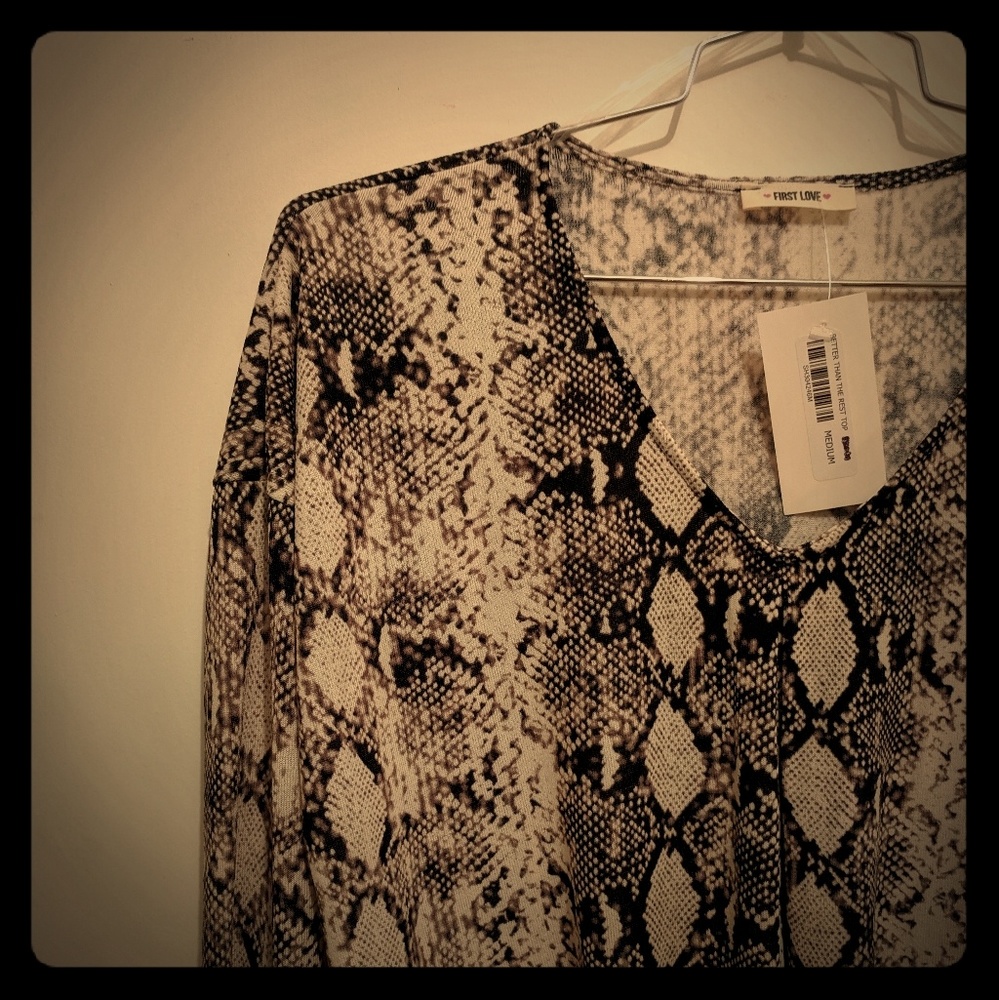 NWT First Love snakeskin print blouse
